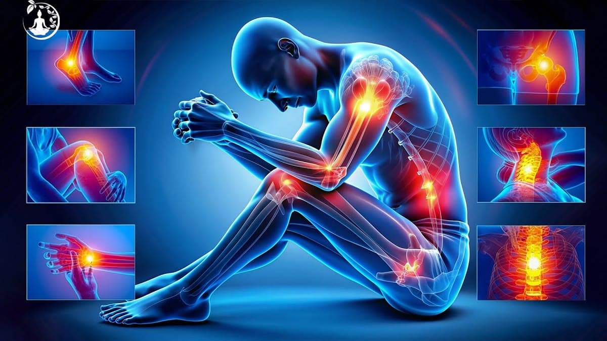 Full body musculoskeletal joint pain map showing ankle, knee, hip, wrist, elbow, neck and spine areas treated at Mediplex Rawalpindi